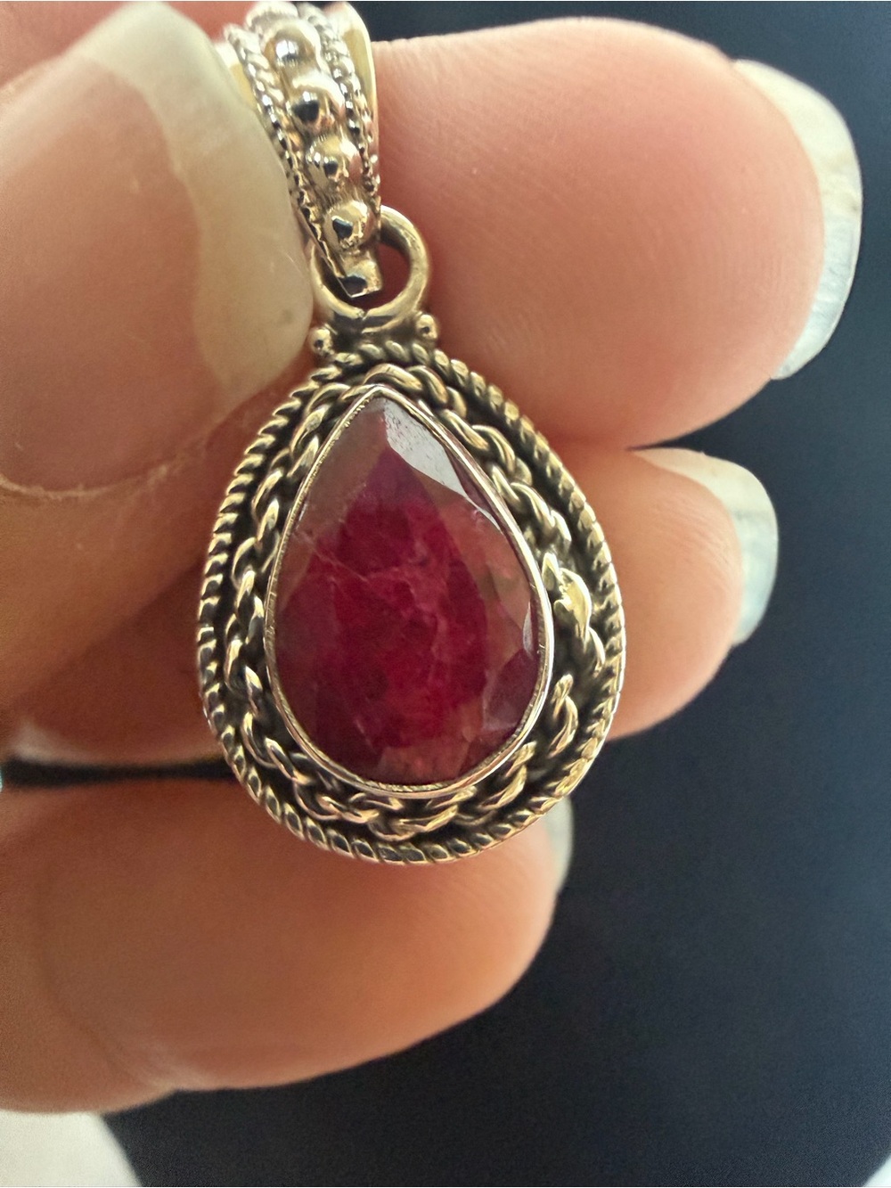 Genuine Ruby Pendant in Sterling Setting